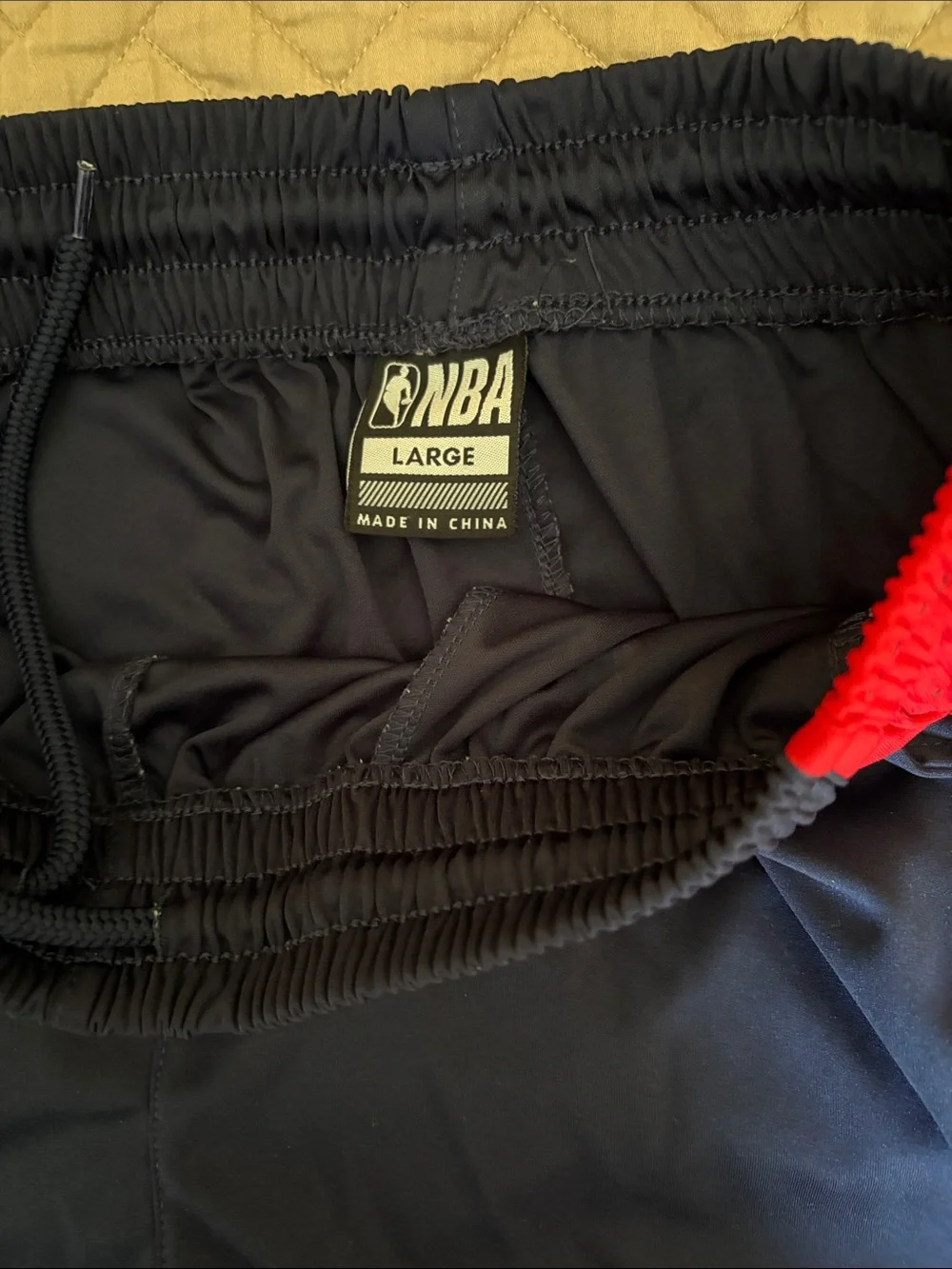 Men's NBA Navy Blue Athletic Basketball Shorts with Red Panels  size large